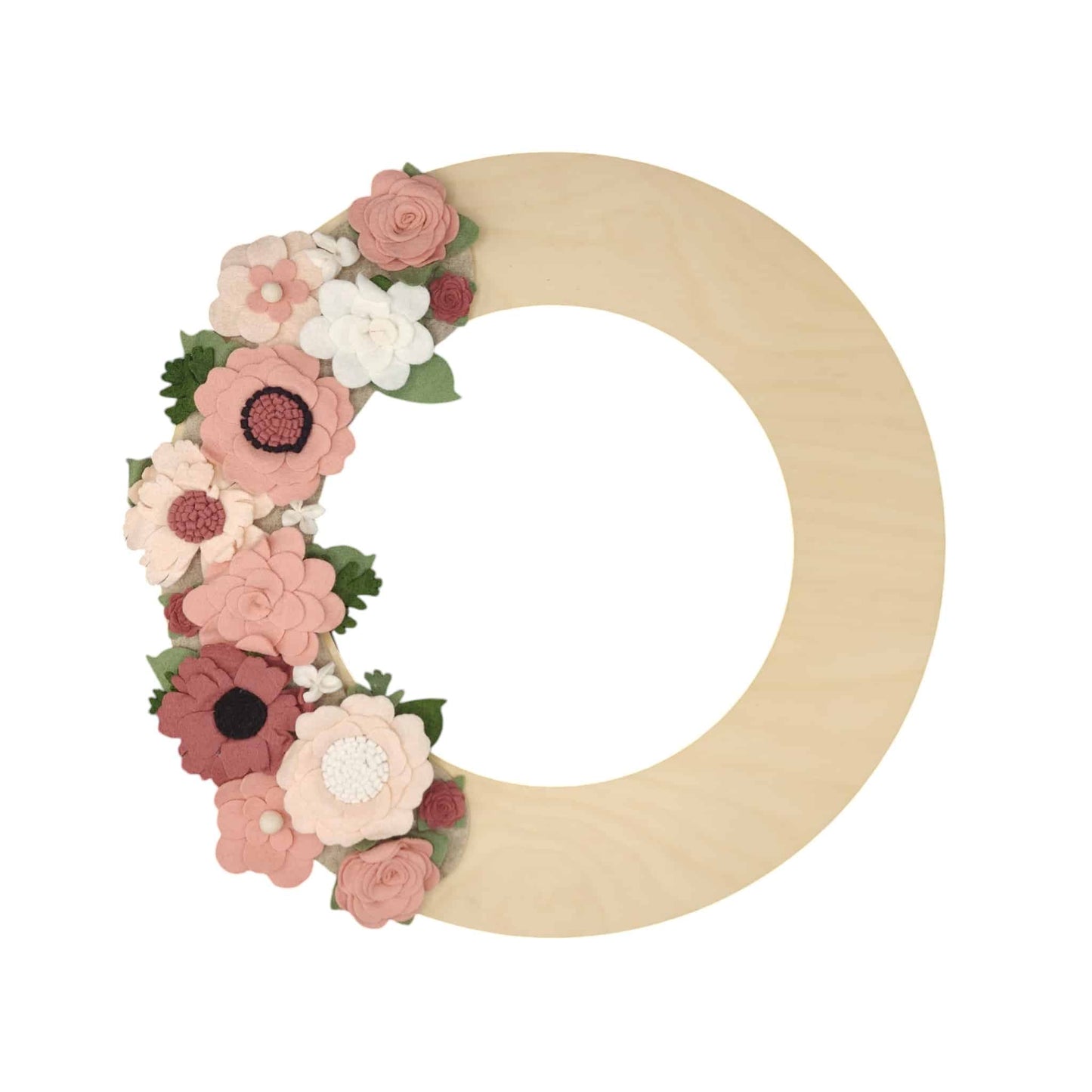 Custom, interchangeable, eco-friendly spring wreath attachment on a birch wreath base.