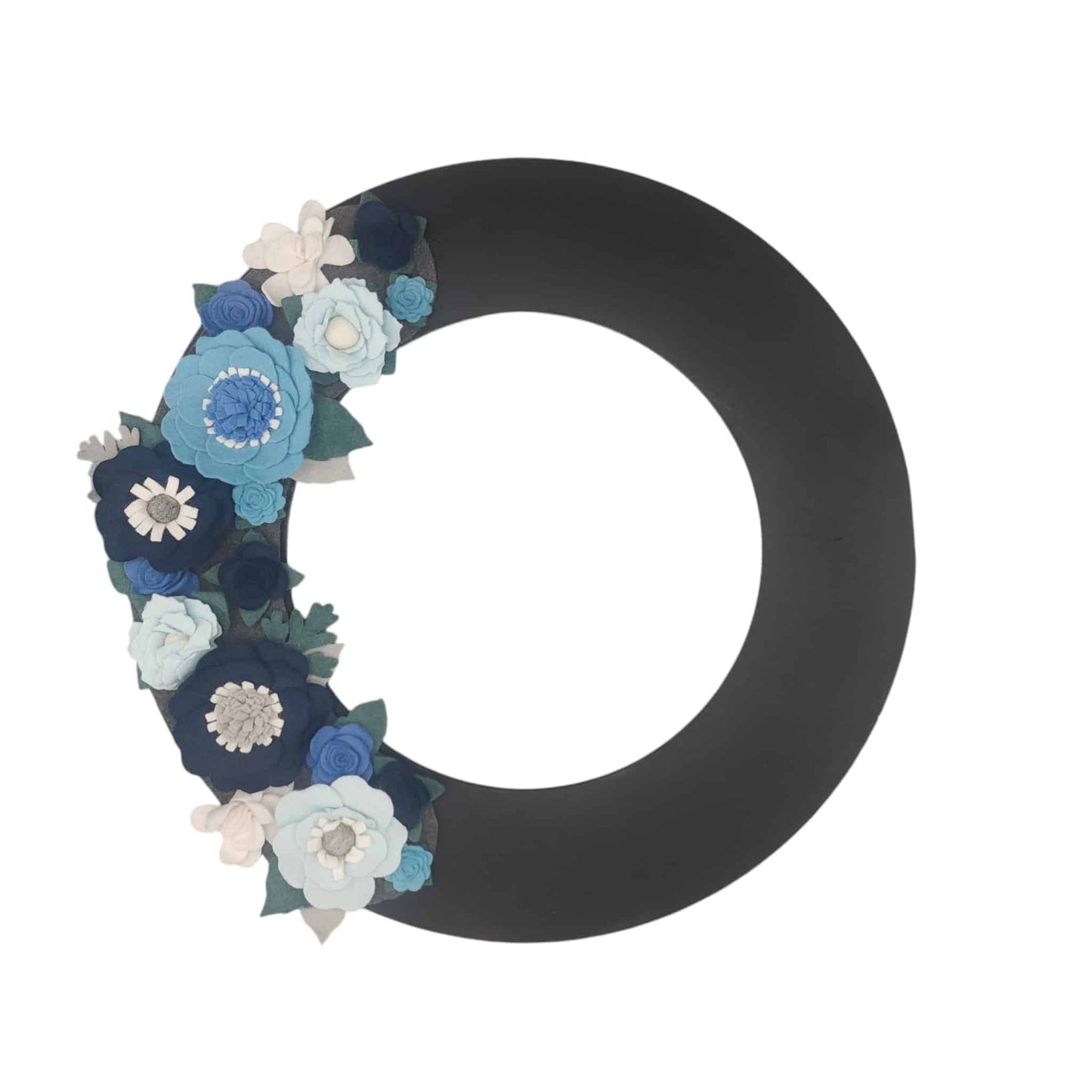 Custom, interchangeable, eco-friendly winter wreath attachment on a black wreath base - ADORND Décor