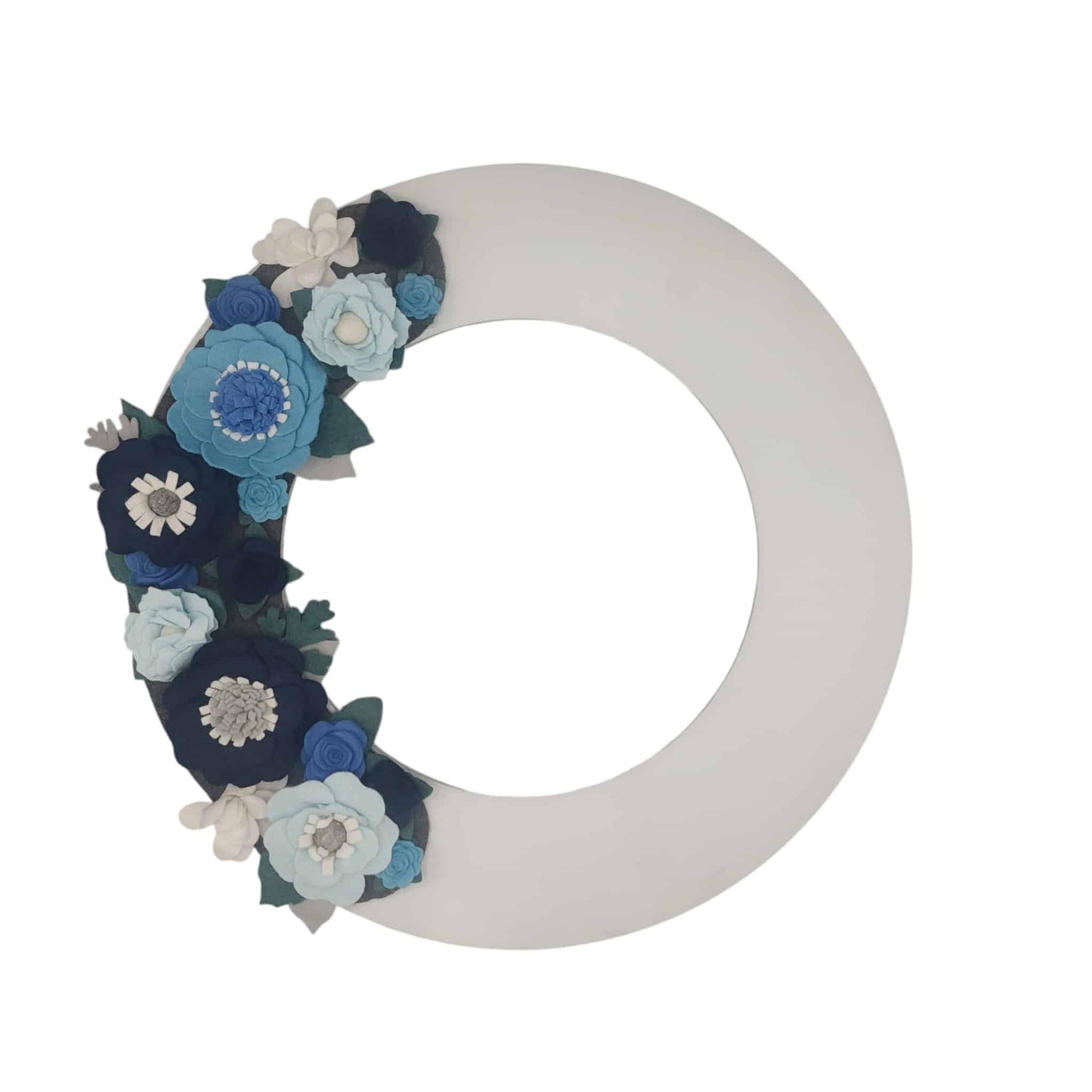 Custom, interchangeable, eco-friendly winter wreath attachment on a white wreath base - ADORND Décor
