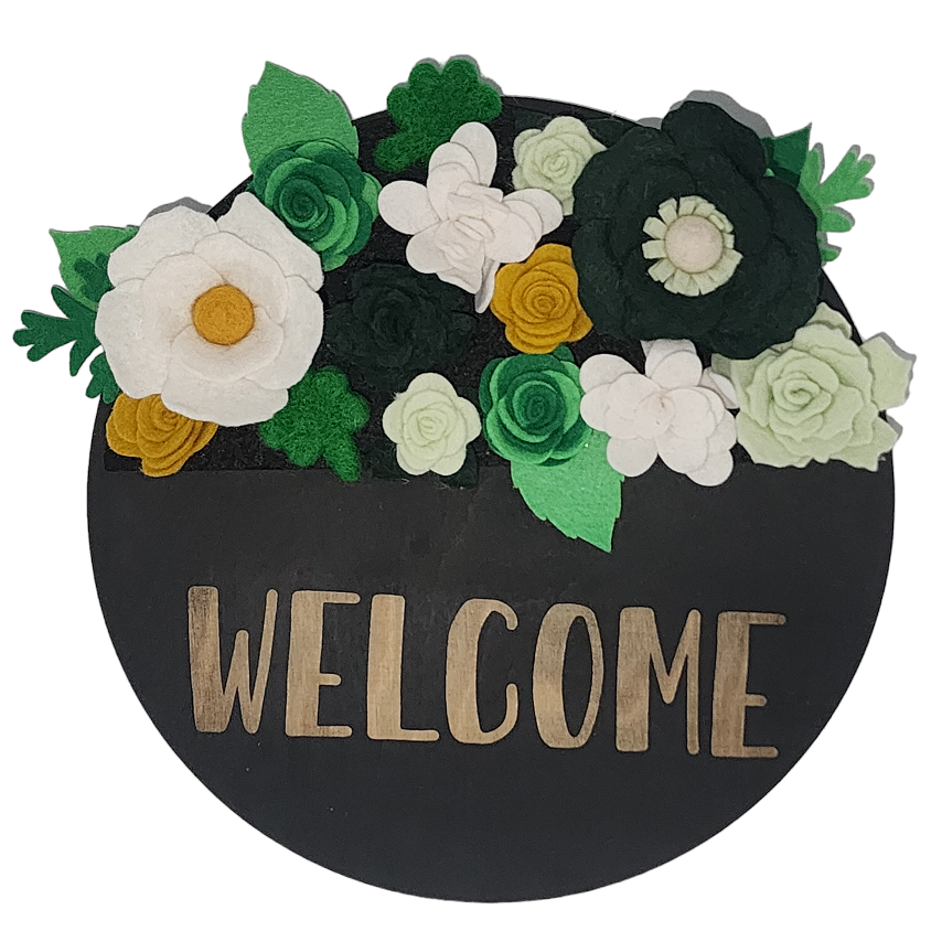 11" Mini Wreath Base | WELCOME | Black