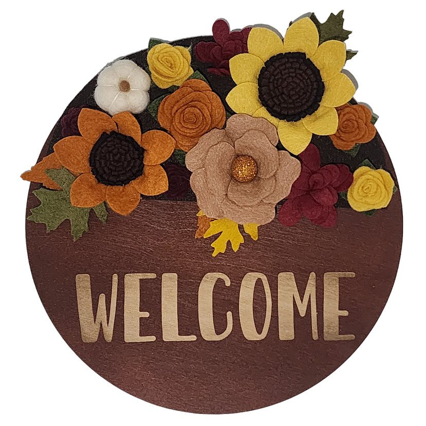 11" Mini Wreath Base | WELCOME | Walnut