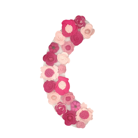 Limited Edition Eco-friendly wreath with shades of pink flowers, glitter balls and whimsical pink pumpkins. October is Breast Cancer Awareness month - wear it pink!