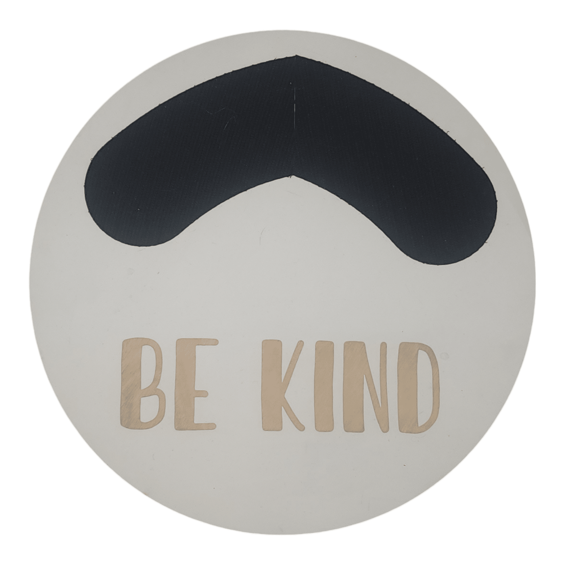 11" circular wreath base in color white with "BE KIND" laser etched below velcro for attachments.