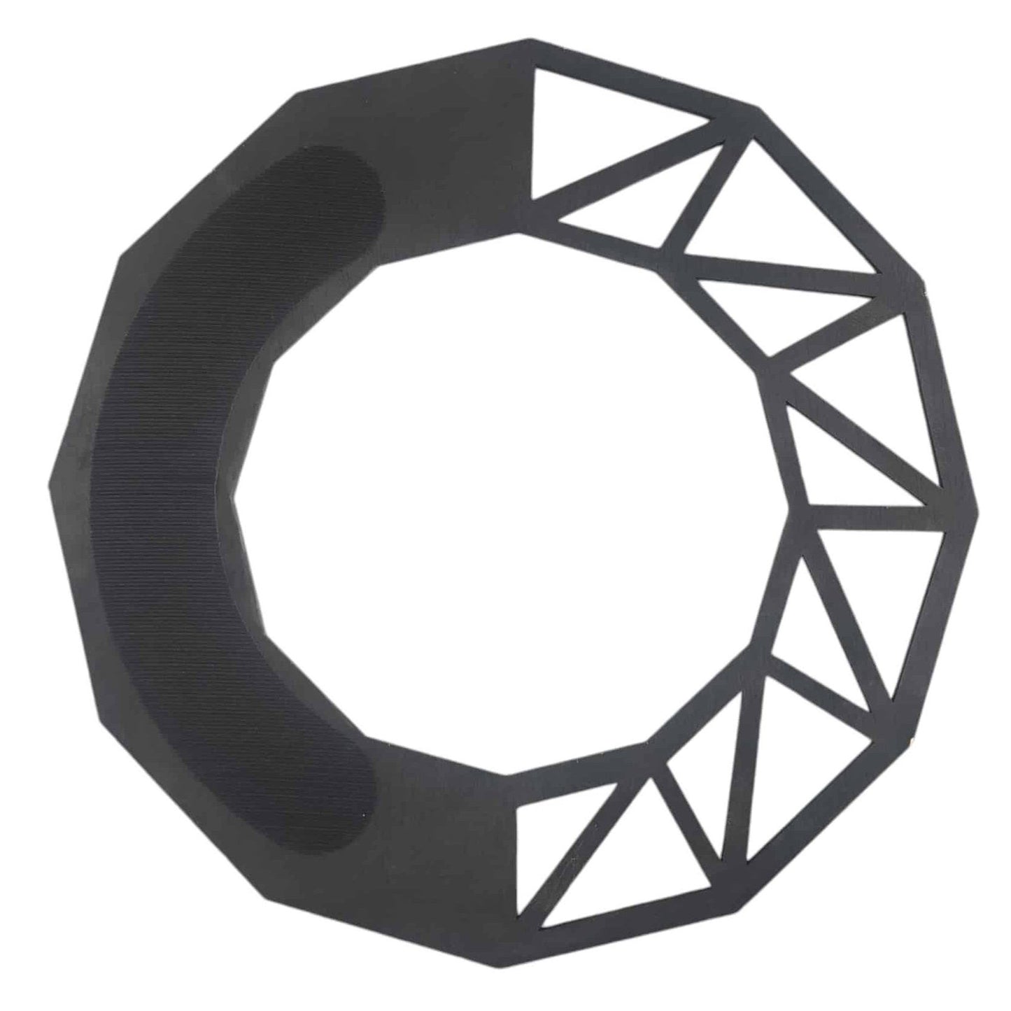 Baltic birch wreath base in black with a geometric laser cut out design. This modern design is a best seller!