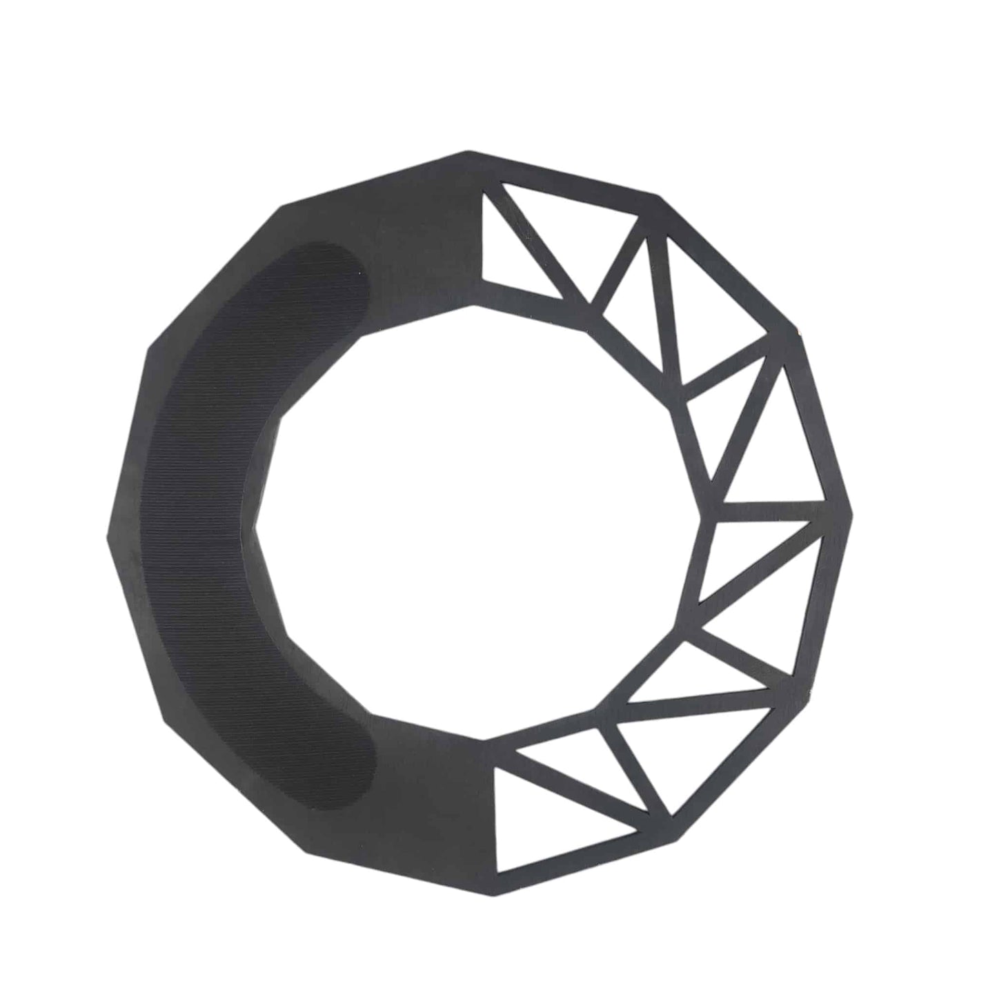 Baltic birch wreath base in black with a geometric laser cut out design. This modern design is a best seller!