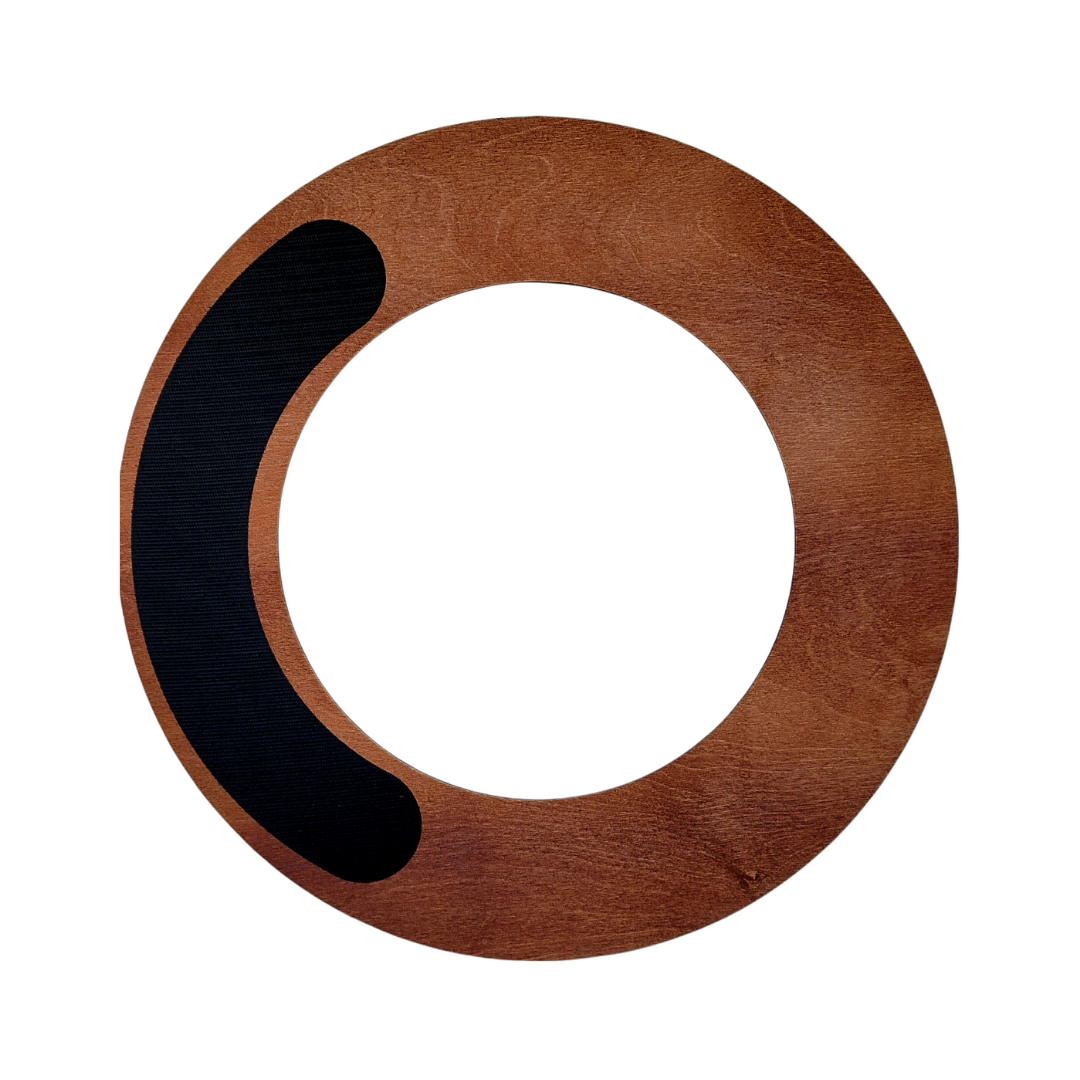 18" Walnut Wreath Base. Made from sustainably sourced Baltic Birch. Handmade in USA. Comes with D-Ring hook on back and Velcro on front for our decorative wreath attachments. 
