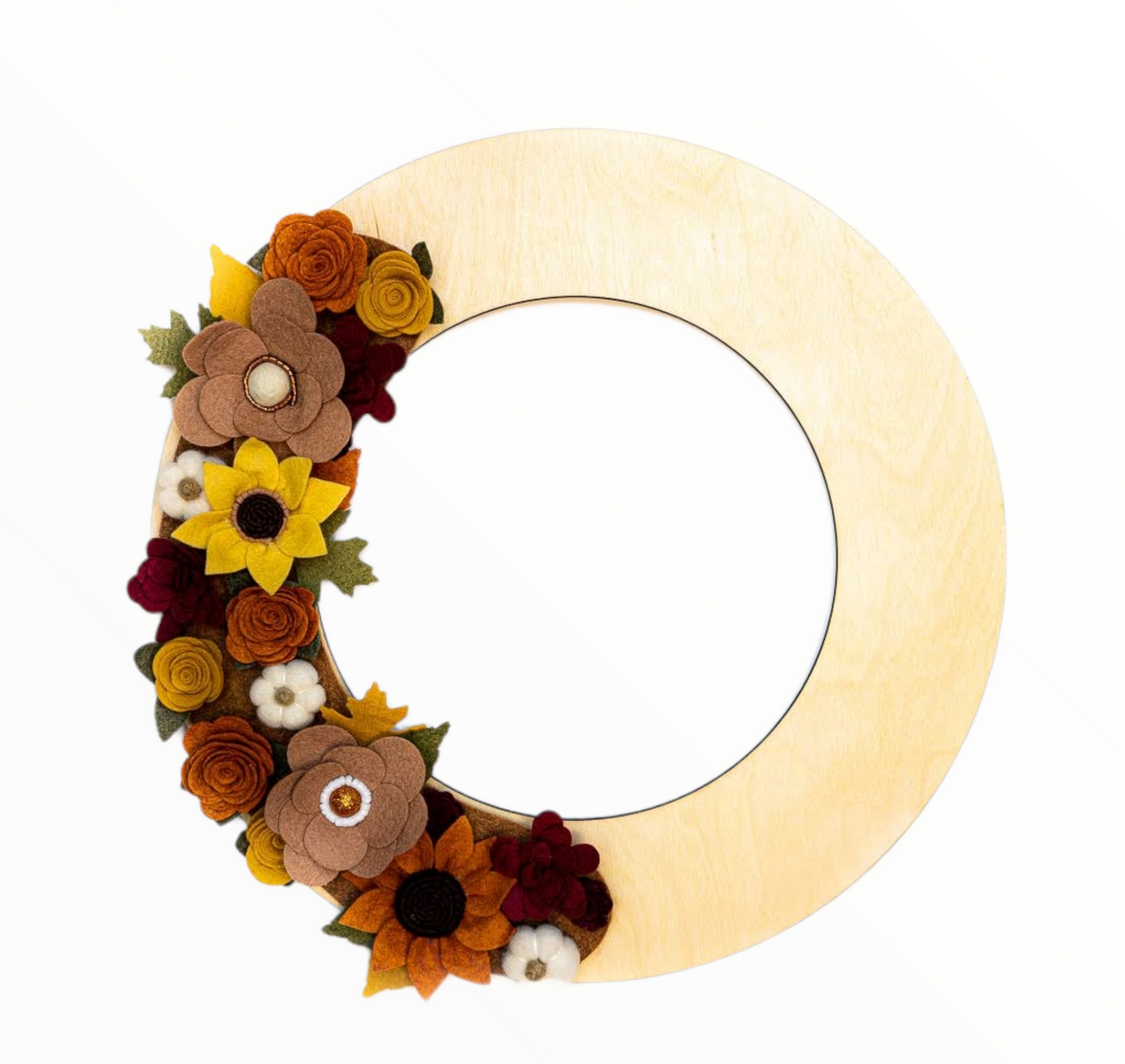 Custom, interchangeable, eco-friendly autumn wreath attachment on a birch wreath base - ADORND Décor