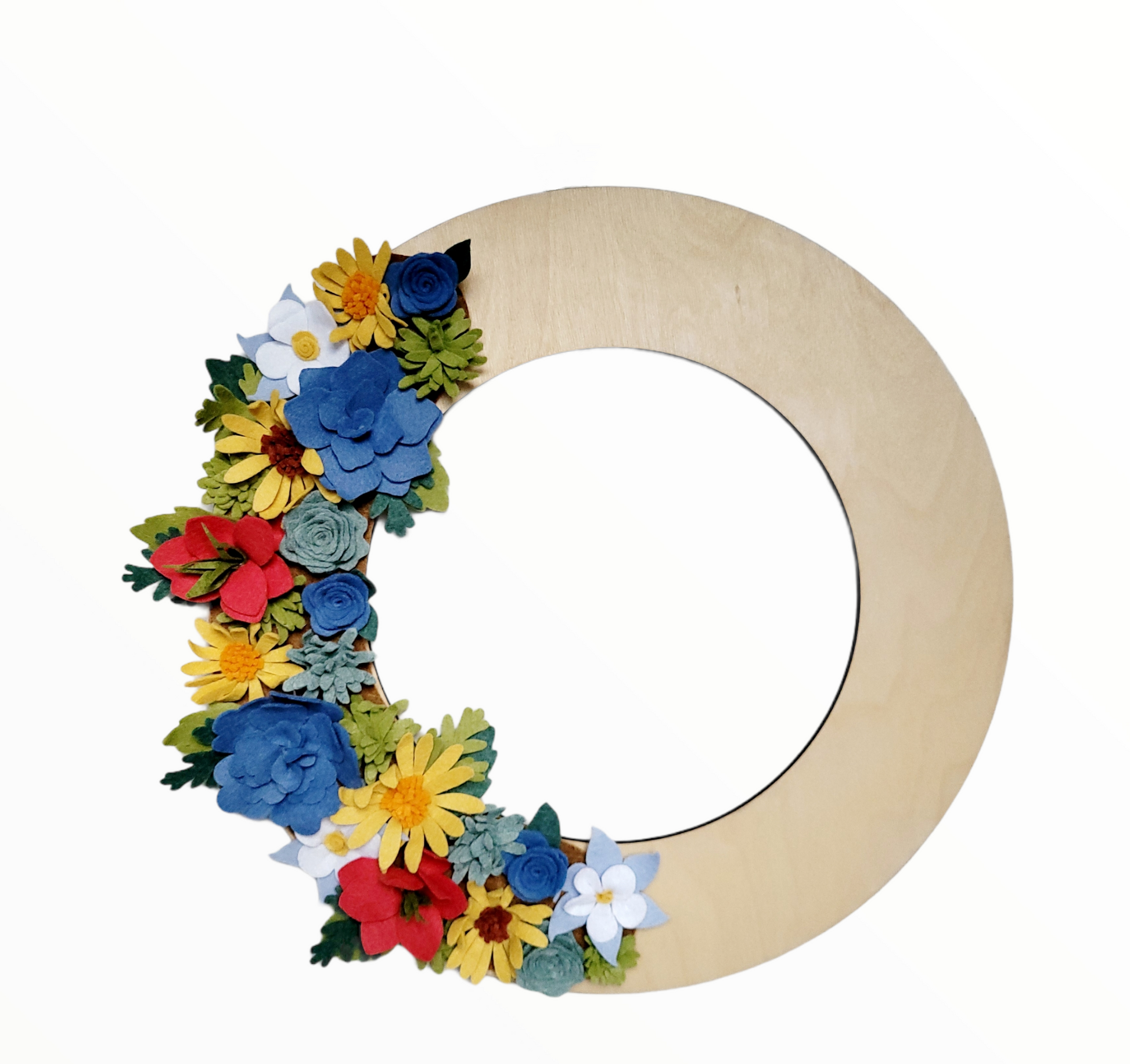 Custom, interchangeable, eco-friendly, Colorado wildflower wreath attachment on a birch wreath base - ADORND Décor