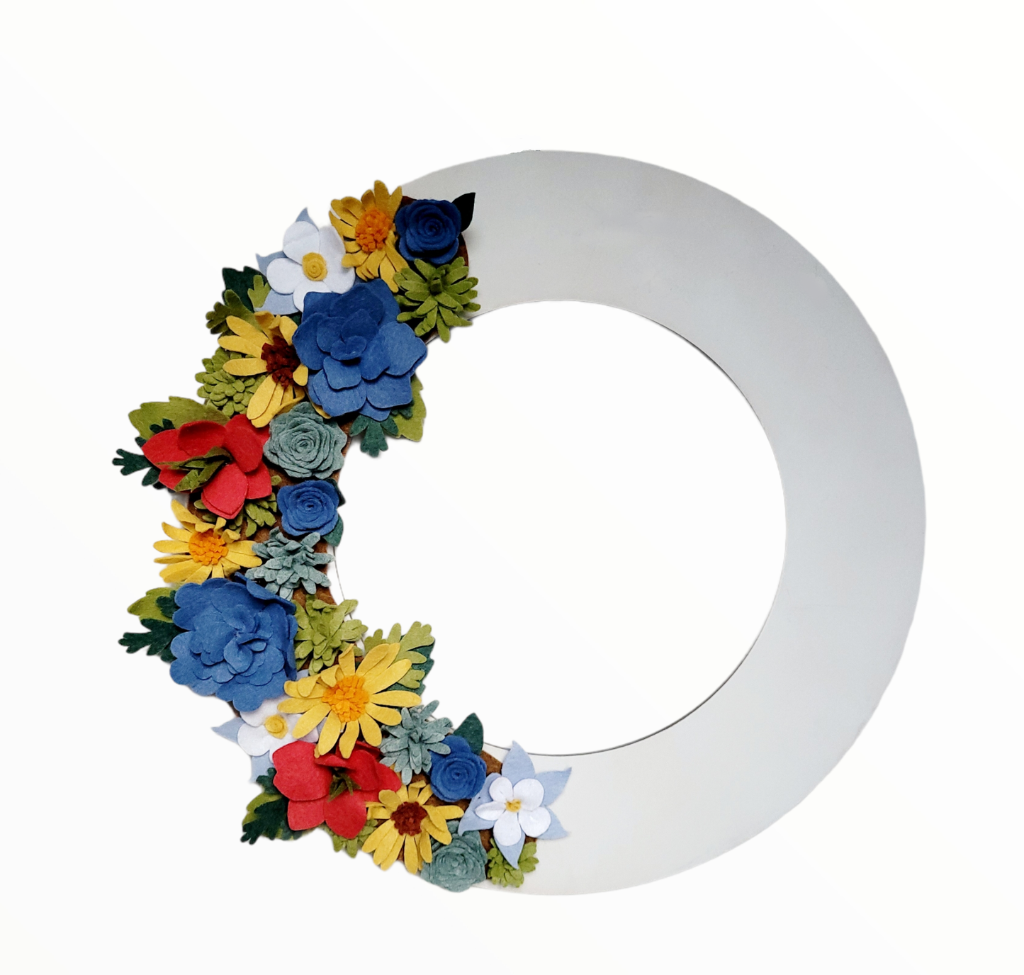 Custom, interchangeable, eco-friendly, Colorado wildflower wreath attachment on a white wreath base - ADORND Décor