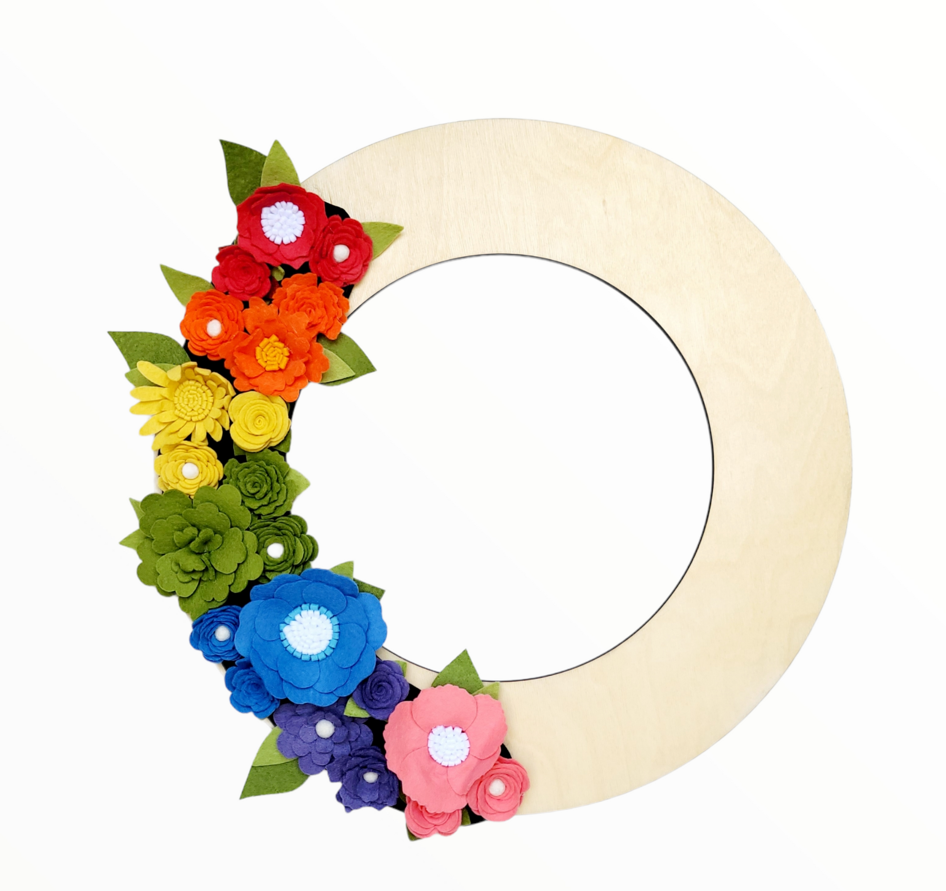 Custom, interchangeable, eco-friendly, rainbow, love, pride wreath attachment on a birch wreath base - ADORND Décor