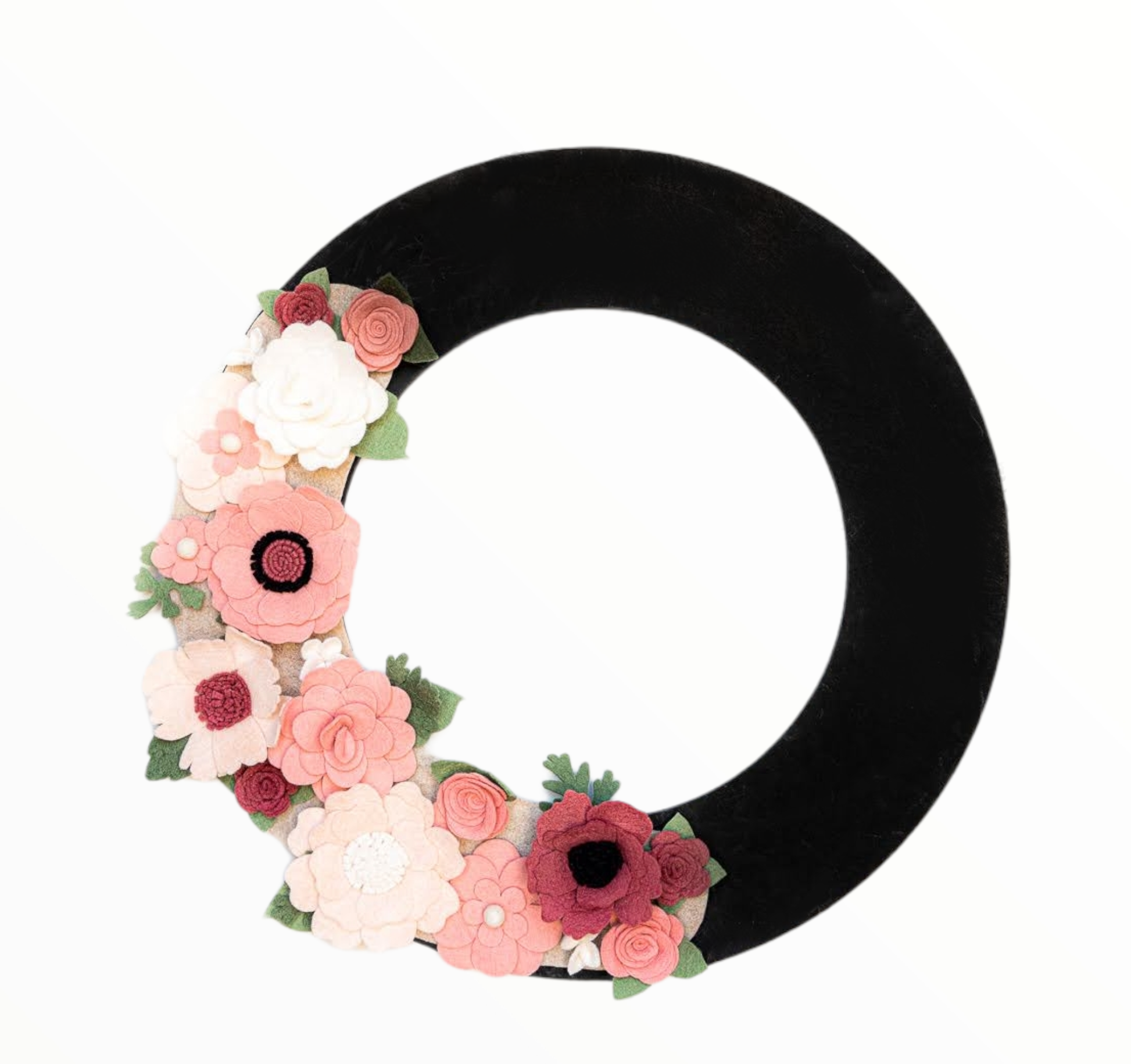 Custom, interchangeable, eco-friendly spring wreath attachment on a black wreath base - ADORND Décor