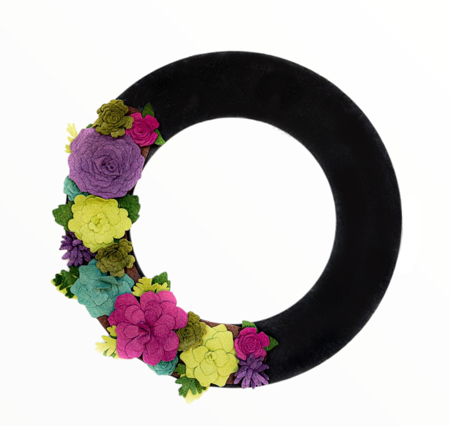 Custom, interchangeable, eco-friendly summer wreath attachment on a black wreath base - ADORND Décor