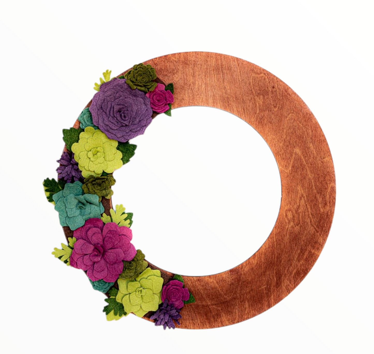 Custom, interchangeable, eco-friendly summer wreath attachment on a walnut wreath base - ADORND Décor