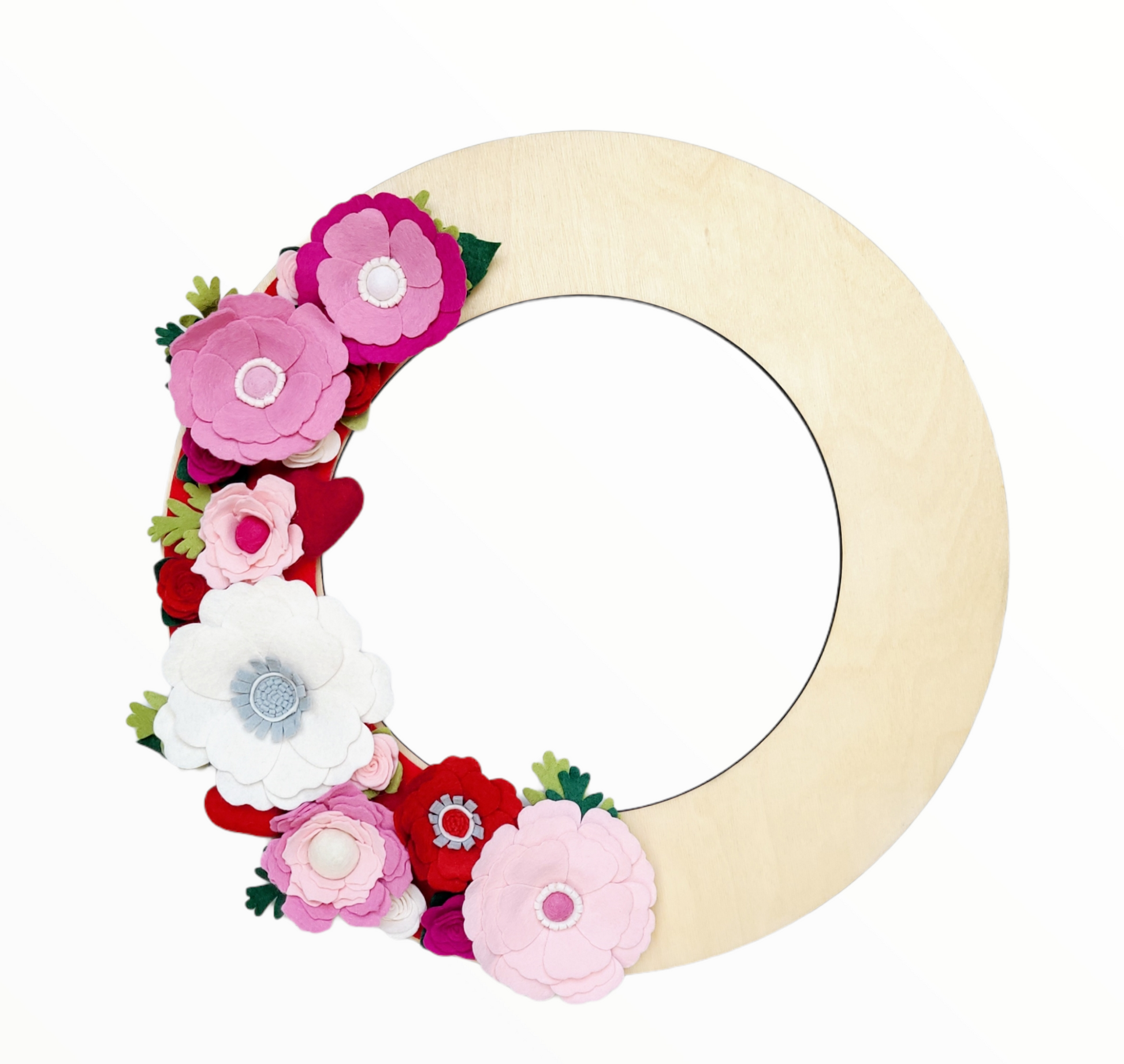 Custom, interchangeable, eco-friendly holiday Valentine's wreath attachment on a birch wreath base - ADORND Décor